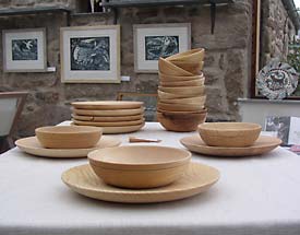 Ash bowls and plates for everyday eating 